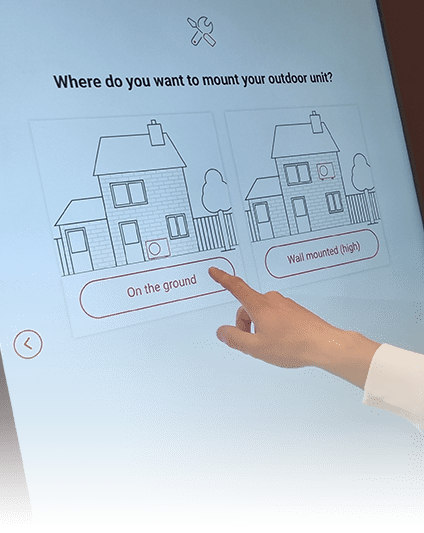Air Conditioning System Builder Interface on a touchscreen